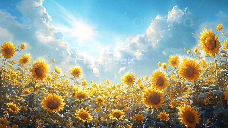 高清大图下载【趣麦麦图】向日葵田