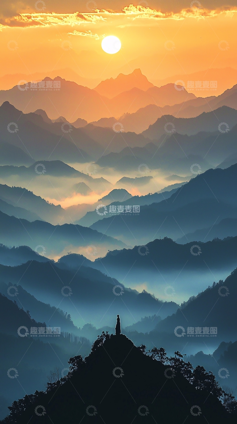 高清大图下载【趣麦麦图】日出山峦叠嶂