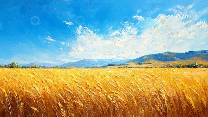 高清大图下载【趣麦麦图】金黄麦田蓝天白云