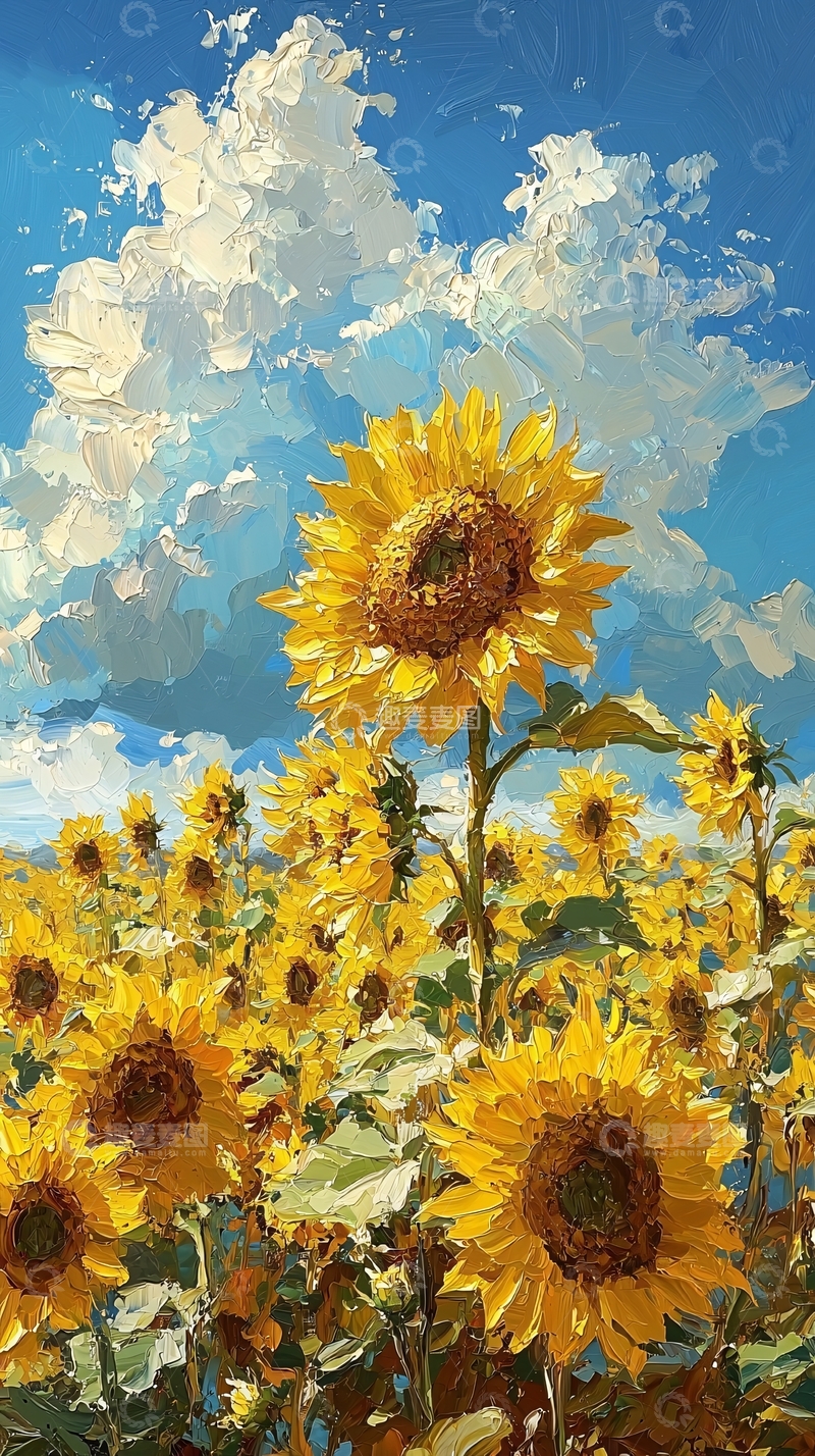 高清大图下载【趣麦麦图】向日葵油画