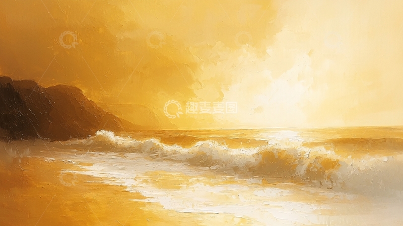 高清大图下载【趣麦麦图】金色海滩日落
