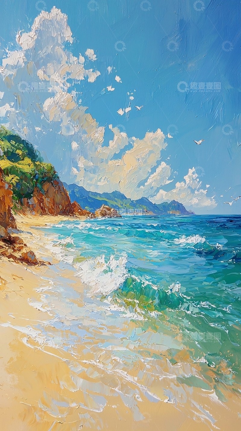 高清大图下载【趣麦麦图】阳光沙滩海浪海岸线