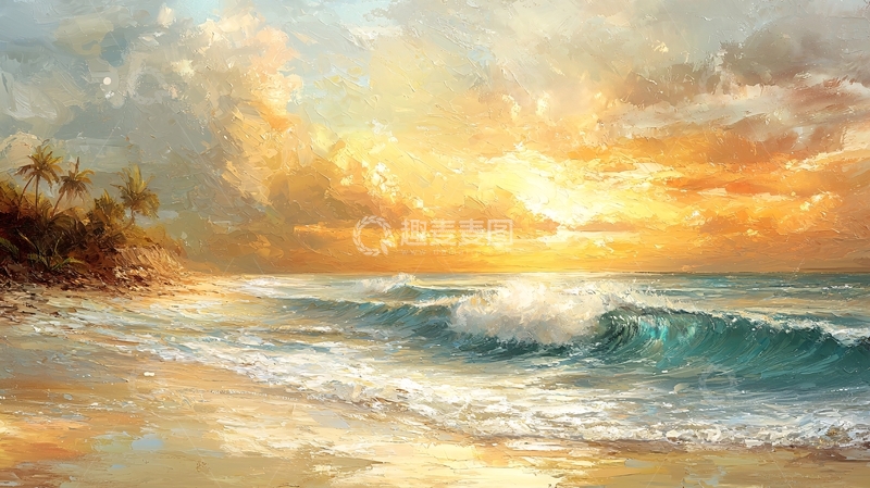 高清大图下载【趣麦麦图】海边日落