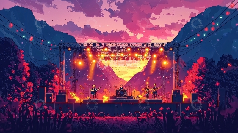 高清大图下载【趣麦麦图】山谷中浪漫的音乐节