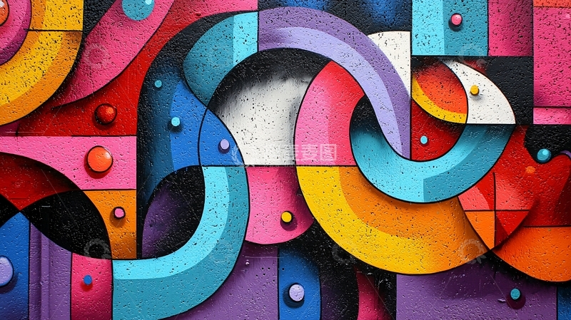 高清大图下载【趣麦麦图】色彩鲜艳抽象几何艺术