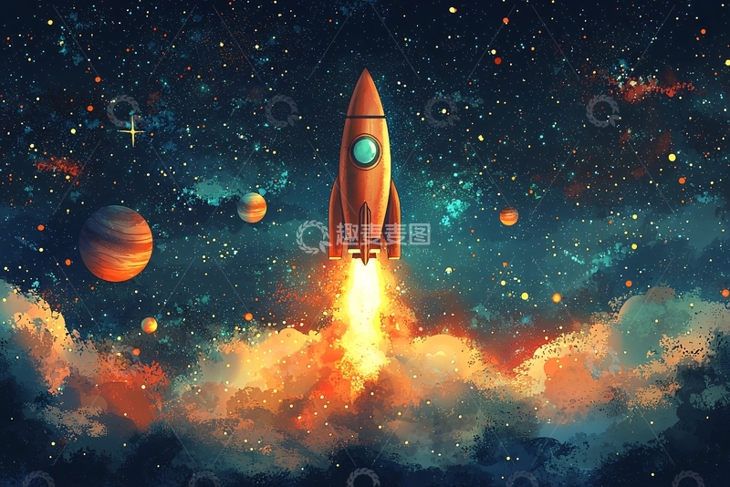 高清大图下载【趣麦麦图】宇宙飞船发射升空