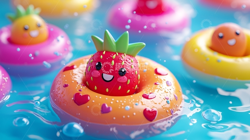 高清大图下载【趣麦麦图】卡通水果游泳圈