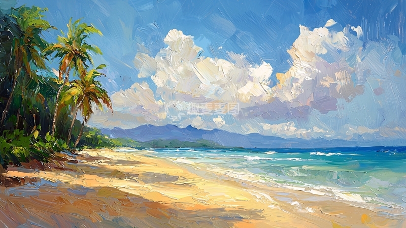 高清大图下载【趣麦麦图】热带海滩风景画