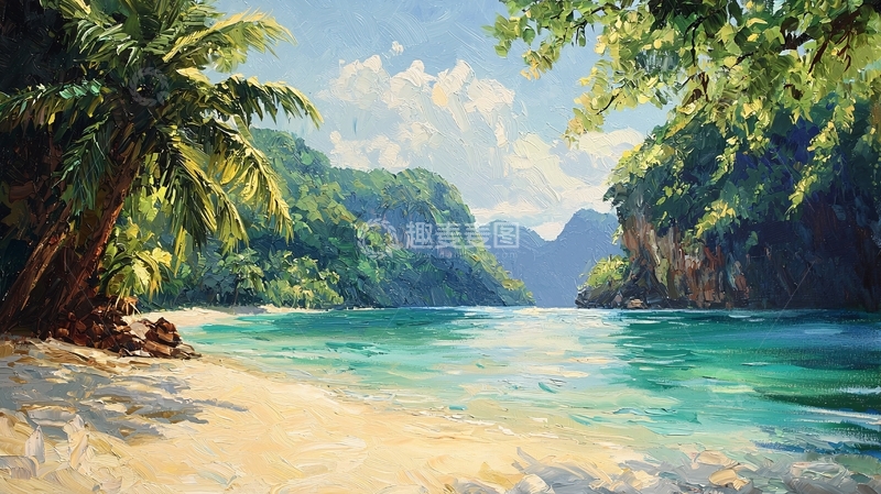 高清大图下载【趣麦麦图】热带海滩风景画