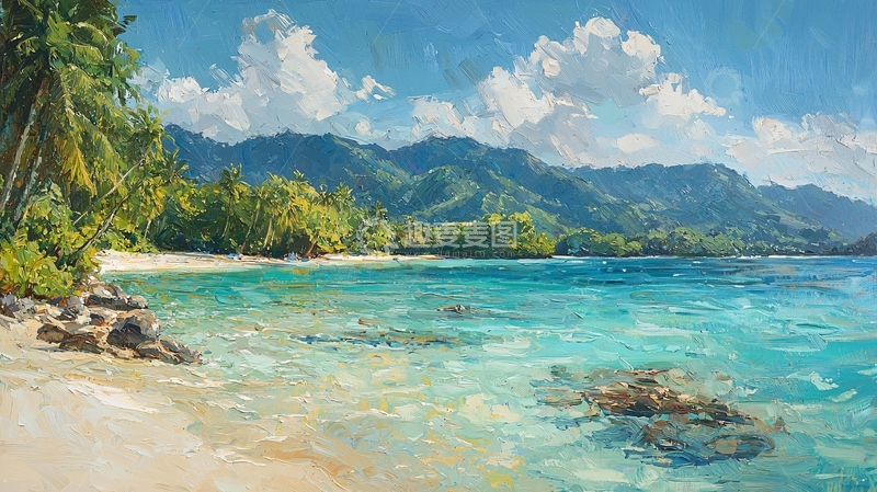 高清大图下载【趣麦麦图】热带海滩风景画
