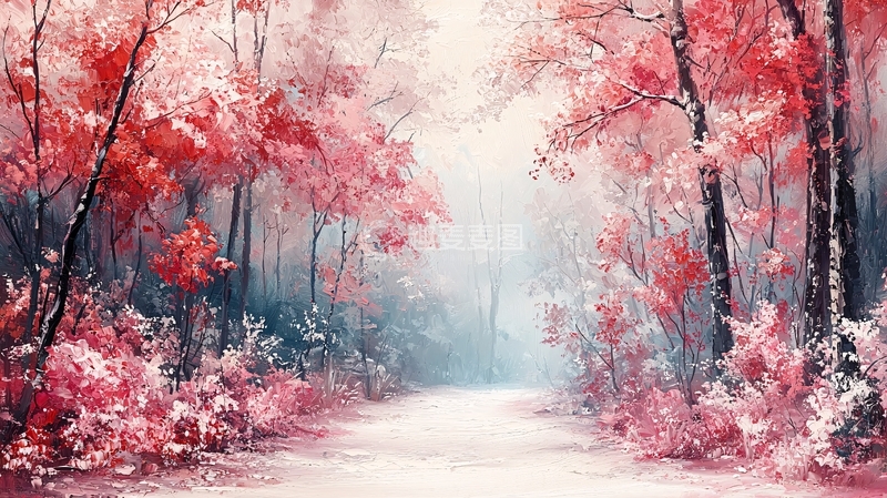 高清大图下载【趣麦麦图】粉红梦幻森林小路