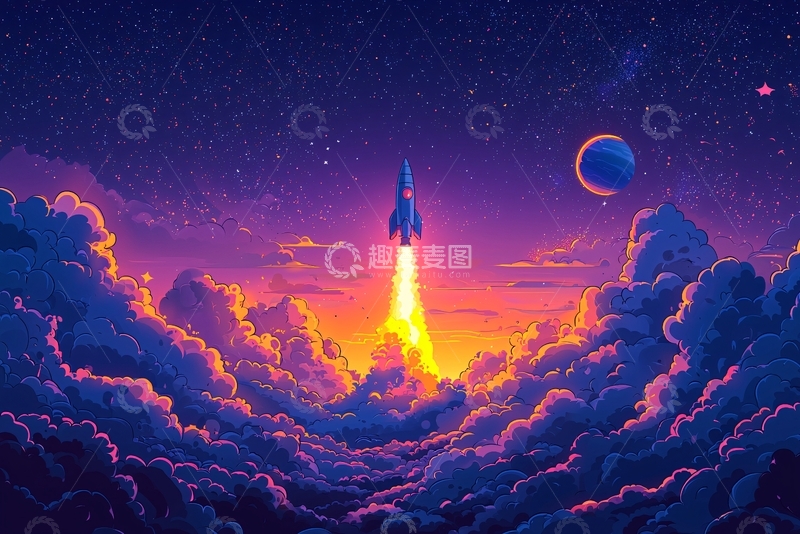 高清大图下载【趣麦麦图】宇宙飞船发射升空