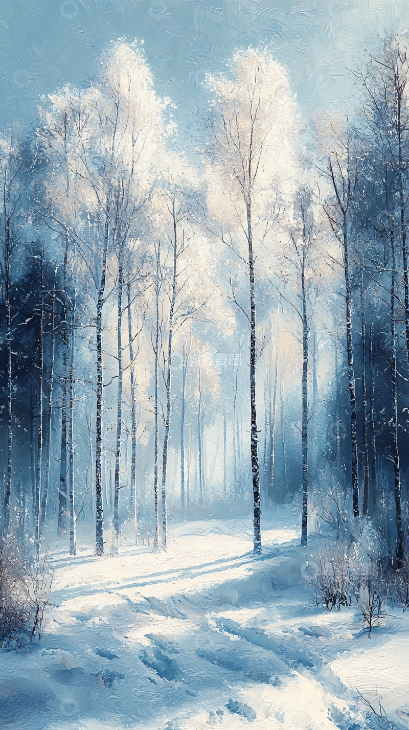 高清大图下载【趣麦麦图】冬日雪景森林