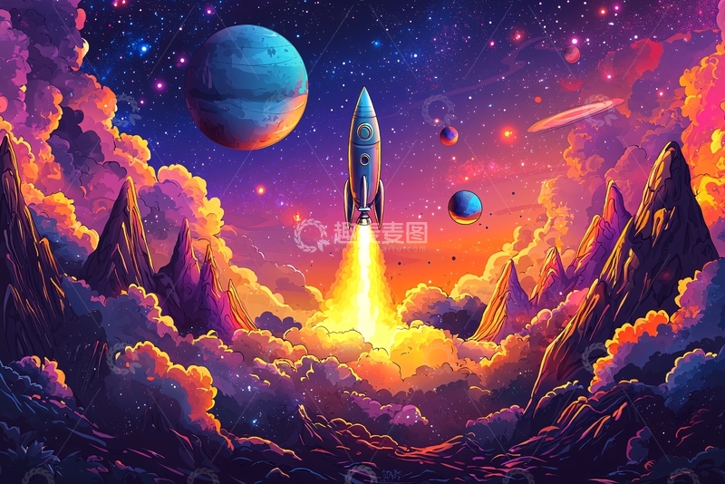 高清大图下载【趣麦麦图】宇宙飞船发射升空