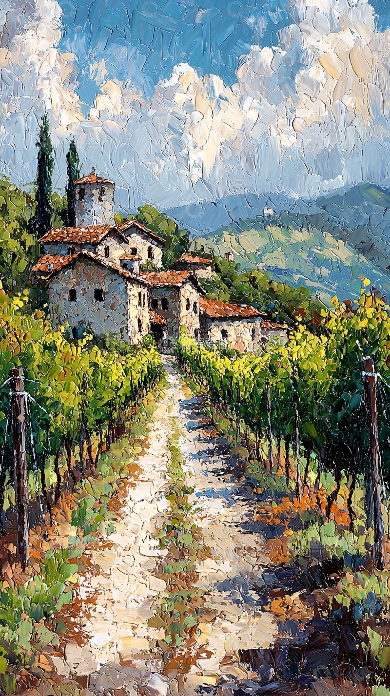 高清大图下载【趣麦麦图】阳光下的葡萄园乡间小路