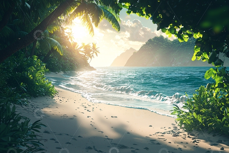 高清大图下载【趣麦麦图】热带海滩落日美景