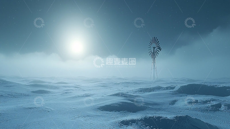 高清大图下载【趣麦麦图】冰天雪地中的孤单建筑