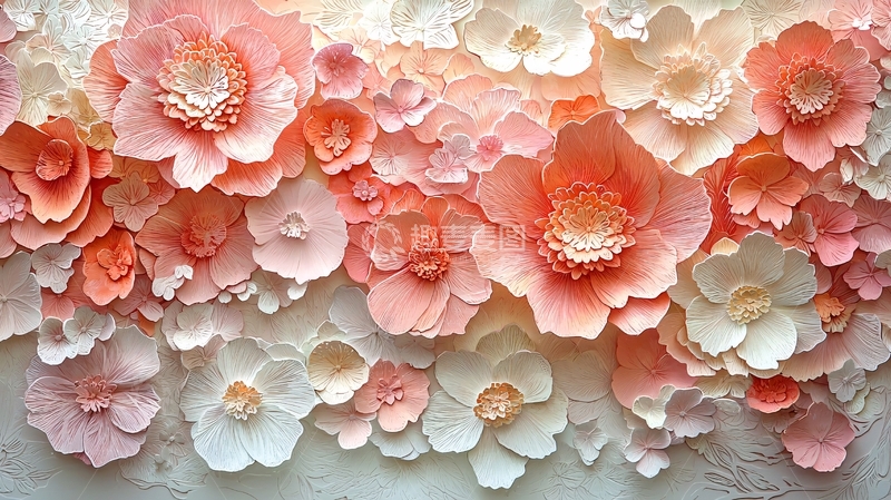 高清大图下载【趣麦麦图】粉色系立体花朵背景
