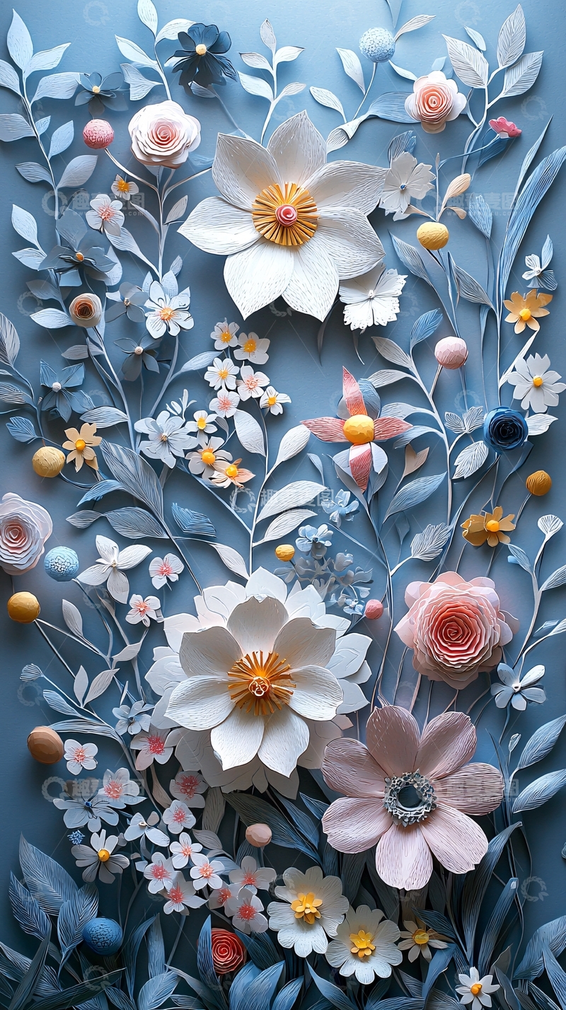 高清大图下载【趣麦麦图】纸艺花卉背景图