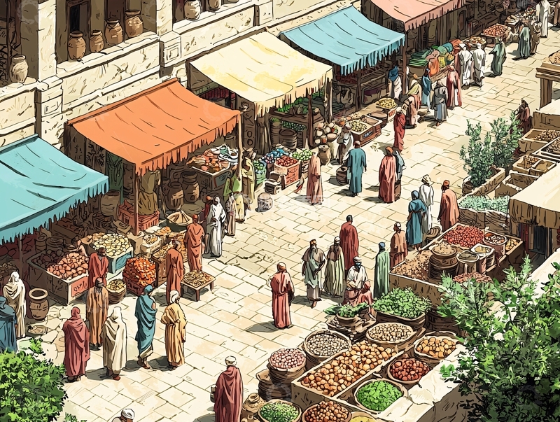 高清大图下载【趣麦麦图】古代集市