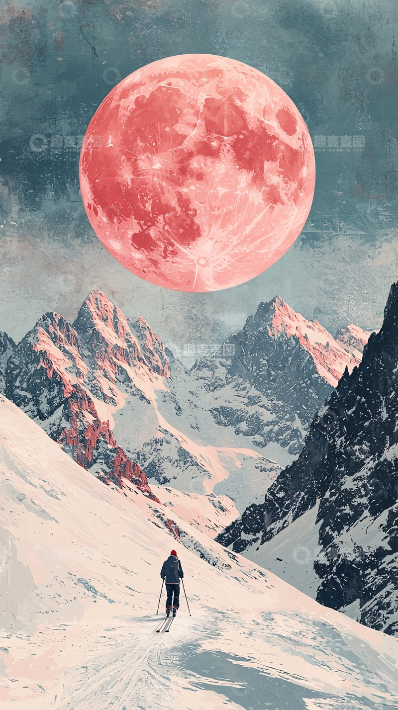 高清大图下载【趣麦麦图】粉色月亮