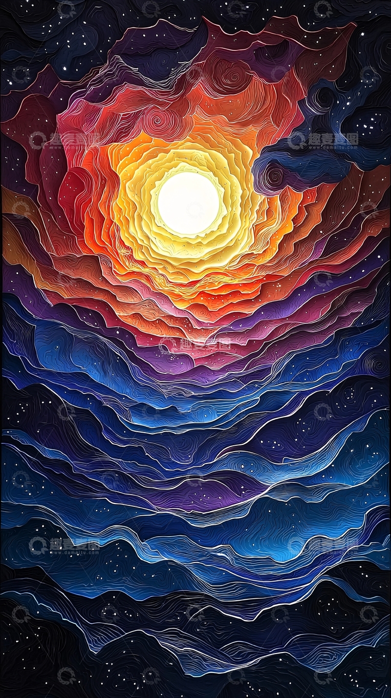 高清大图下载【趣麦麦图】层层叠叠的云层与星空