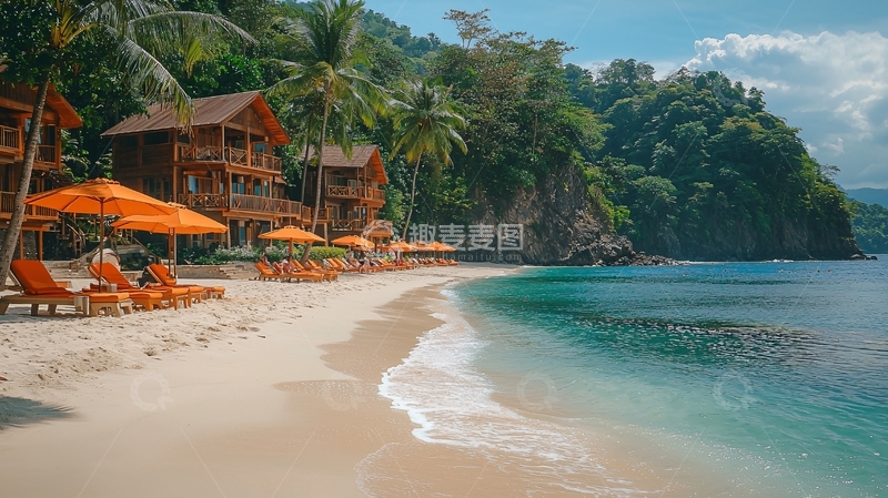 高清大图下载【趣麦麦图】热带海滩度假村