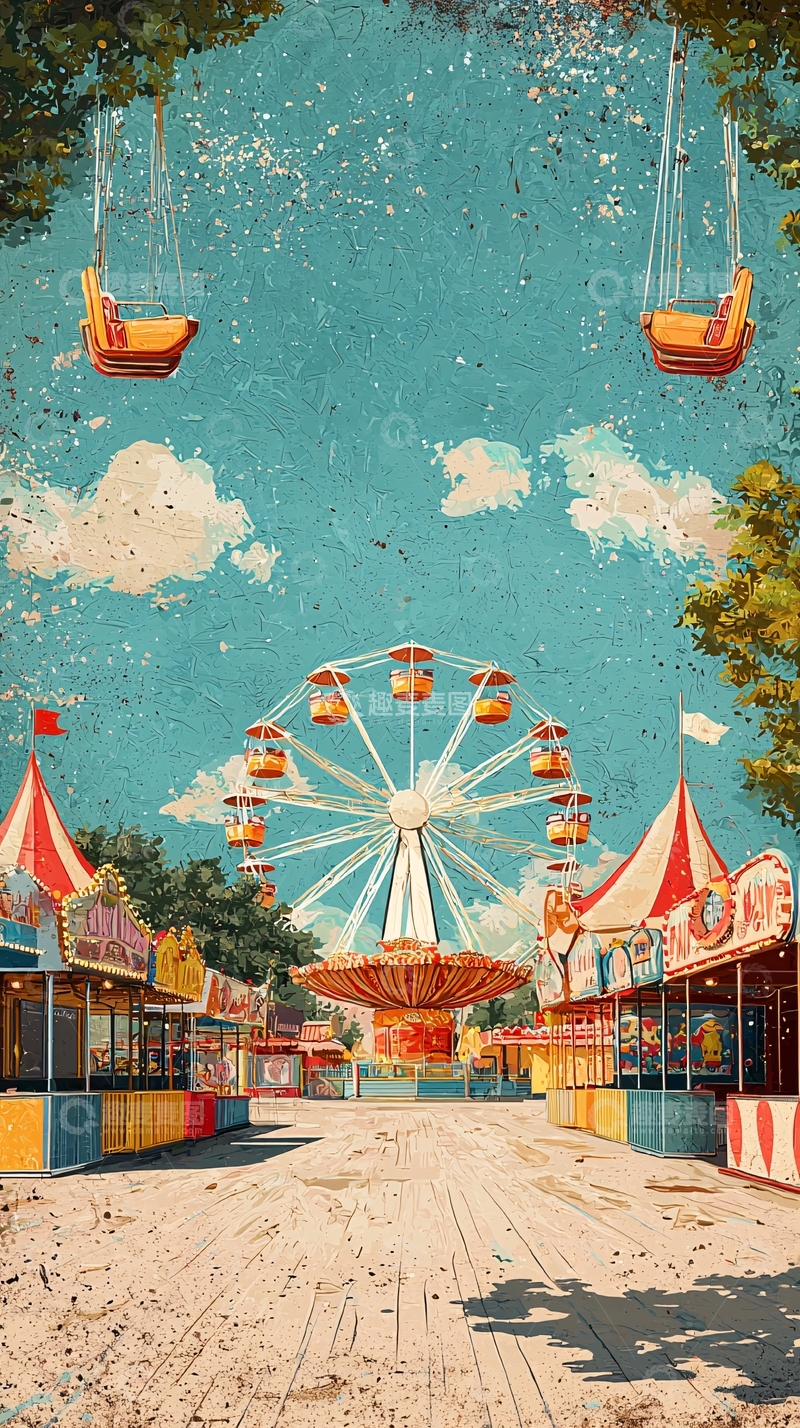 高清大图下载【趣麦麦图】复古游乐园风景