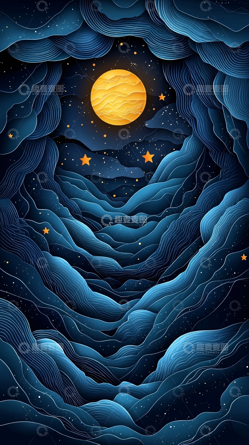 高清大图下载【趣麦麦图】云层中的月亮