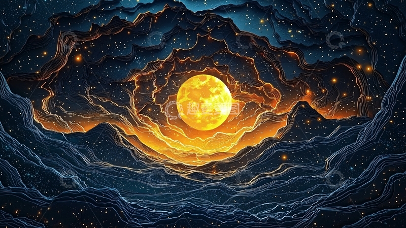 高清大图下载【趣麦麦图】梦幻般宇宙星空月亮
