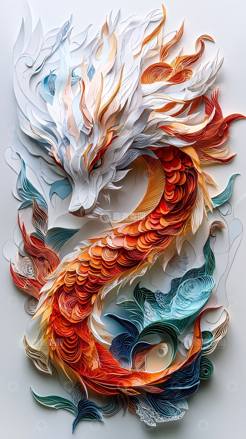 高清大图下载【趣麦麦图】纸雕龙