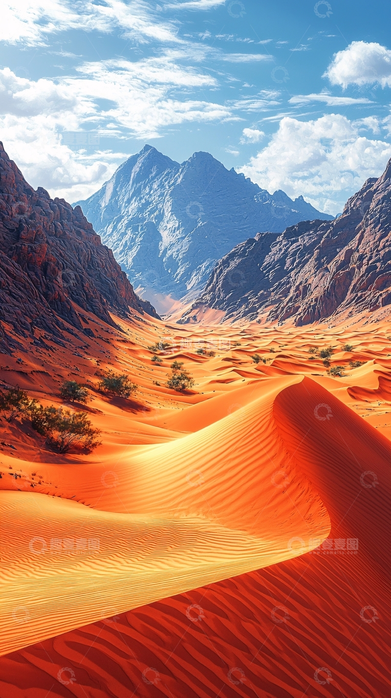 高清大图下载【趣麦麦图】沙漠山脉壮丽景色