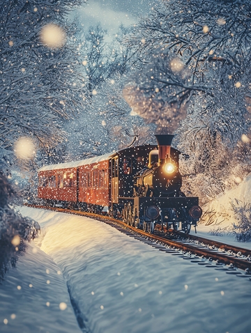下雪的蒸汽火车