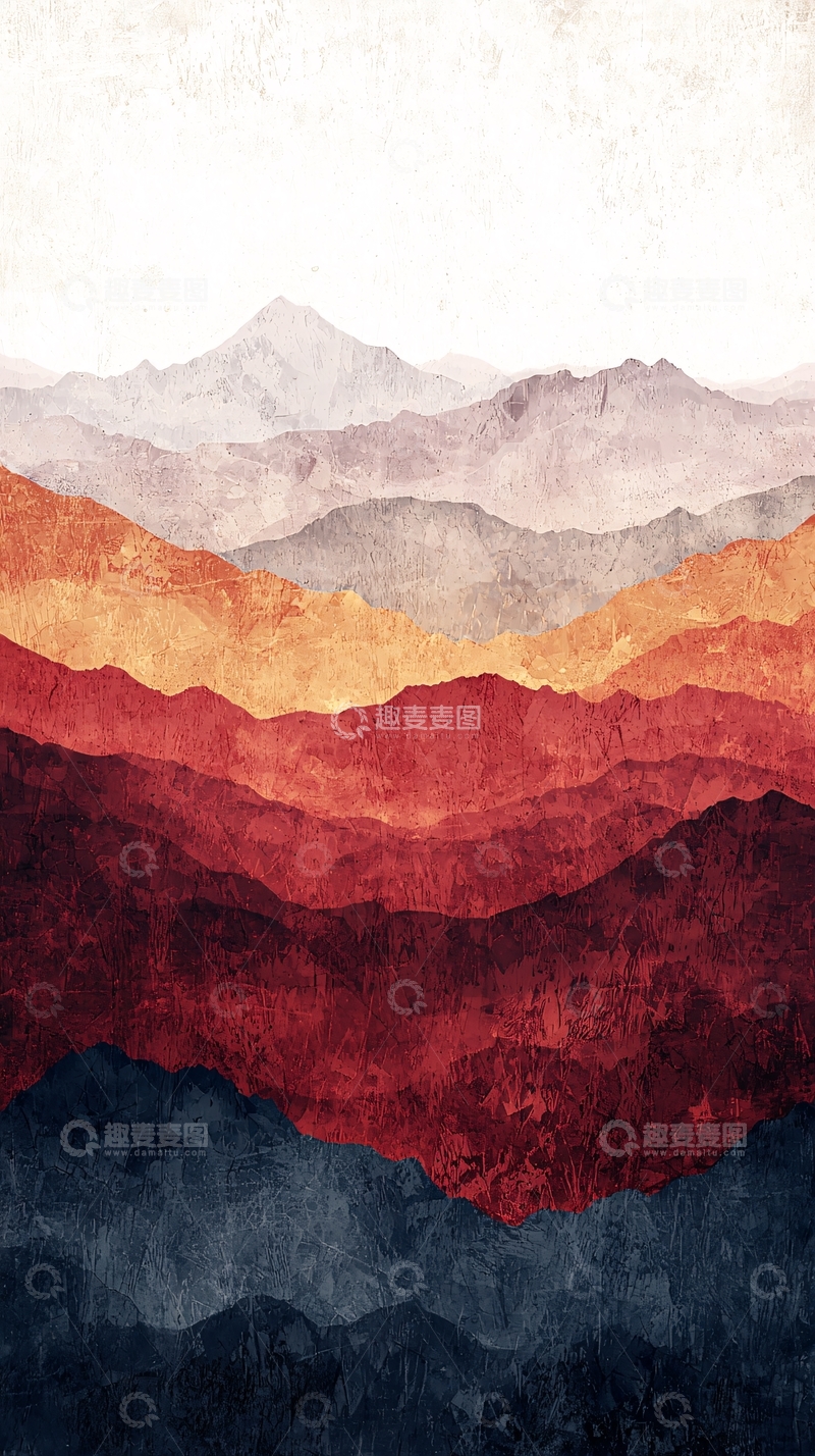 高清大图下载【趣麦麦图】水彩山脉12