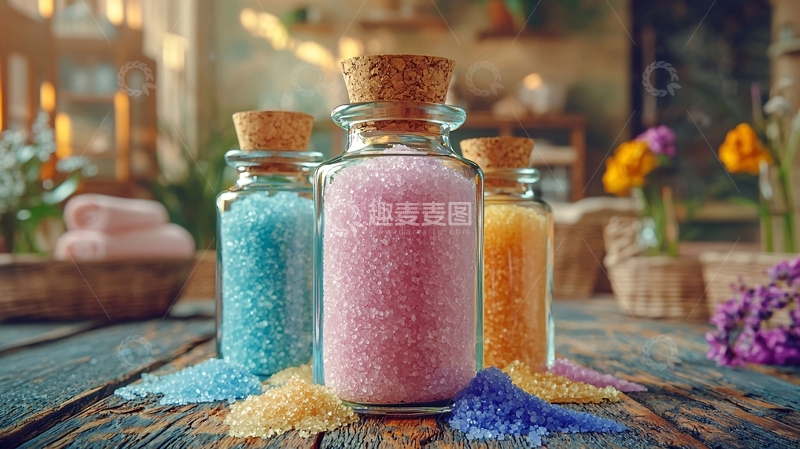 高清大图下载【趣麦麦图】彩色浴盐