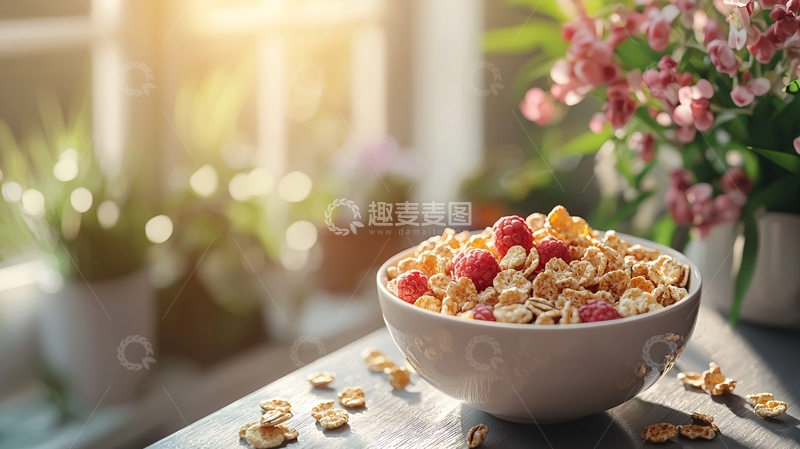 高清大图下载【趣麦麦图】阳光洒满桌面早餐
