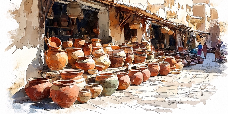 高清大图下载【趣麦麦图】阿拉伯陶罐街景