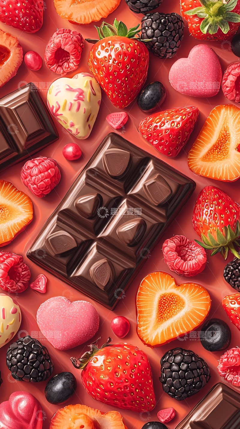 高清大图下载【趣麦麦图】草莓巧克力混合浆果