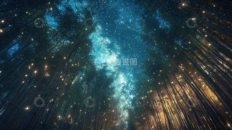 高清大图下载【趣麦麦图】星空下的竹林