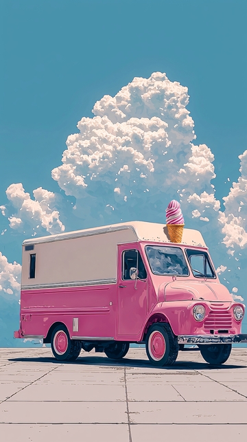 粉色冰淇淋卡车