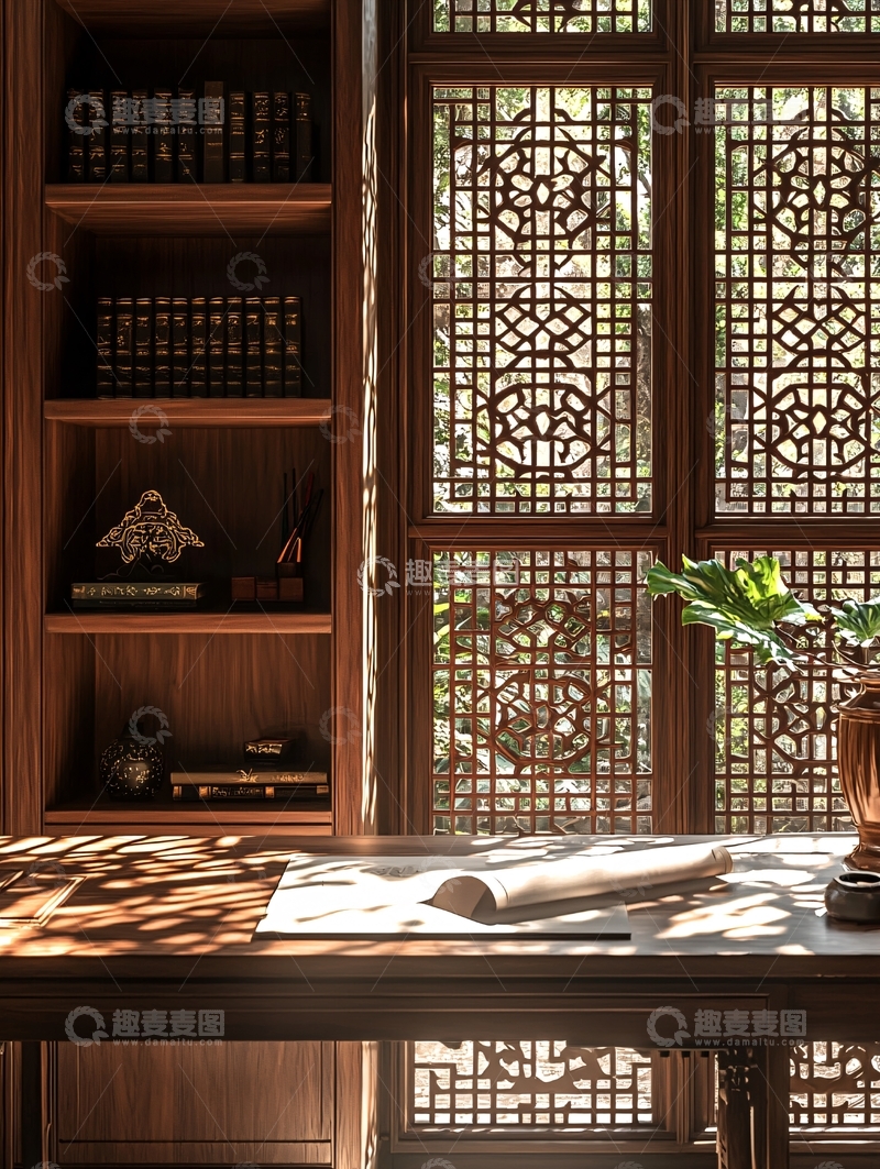 高清大图下载【趣麦麦图】中式书房
