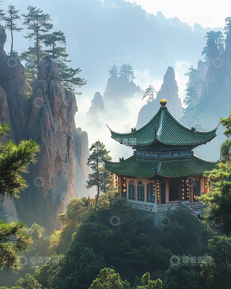 高清大图下载【趣麦麦图】山间古寺