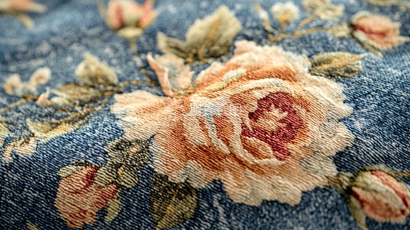 高清大图下载【趣麦麦图】-蓝底碎花布料