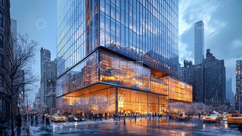 高清大图下载【趣麦麦图】现代化玻璃幕墙建筑