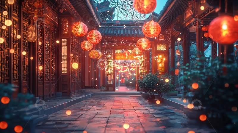 高清大图下载【趣麦麦图】古色古香的中国风街道