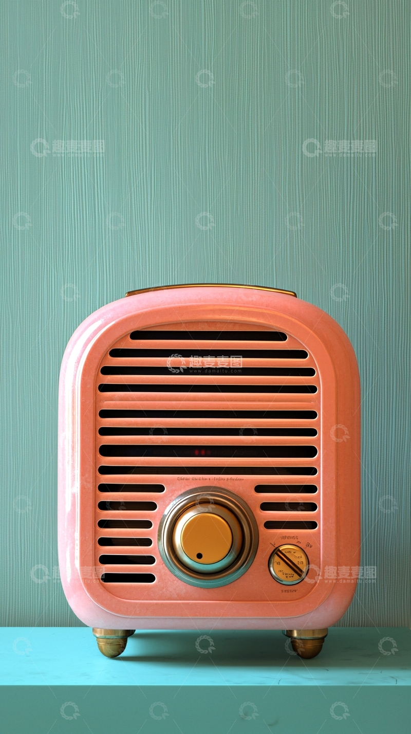 高清大图下载【趣麦麦图】粉色复古收音机