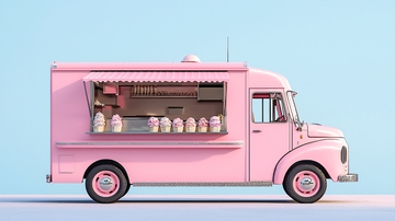 粉色复古食品卡车