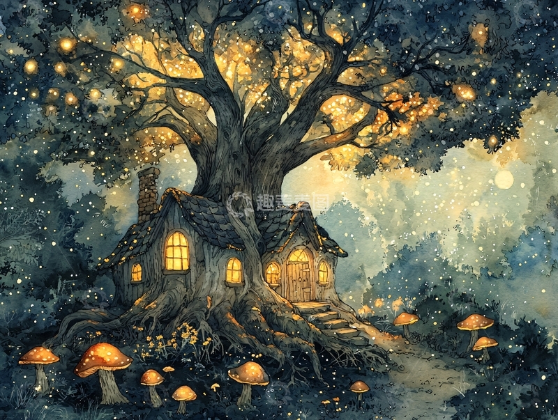 高清大图下载【趣麦麦图】梦幻树屋