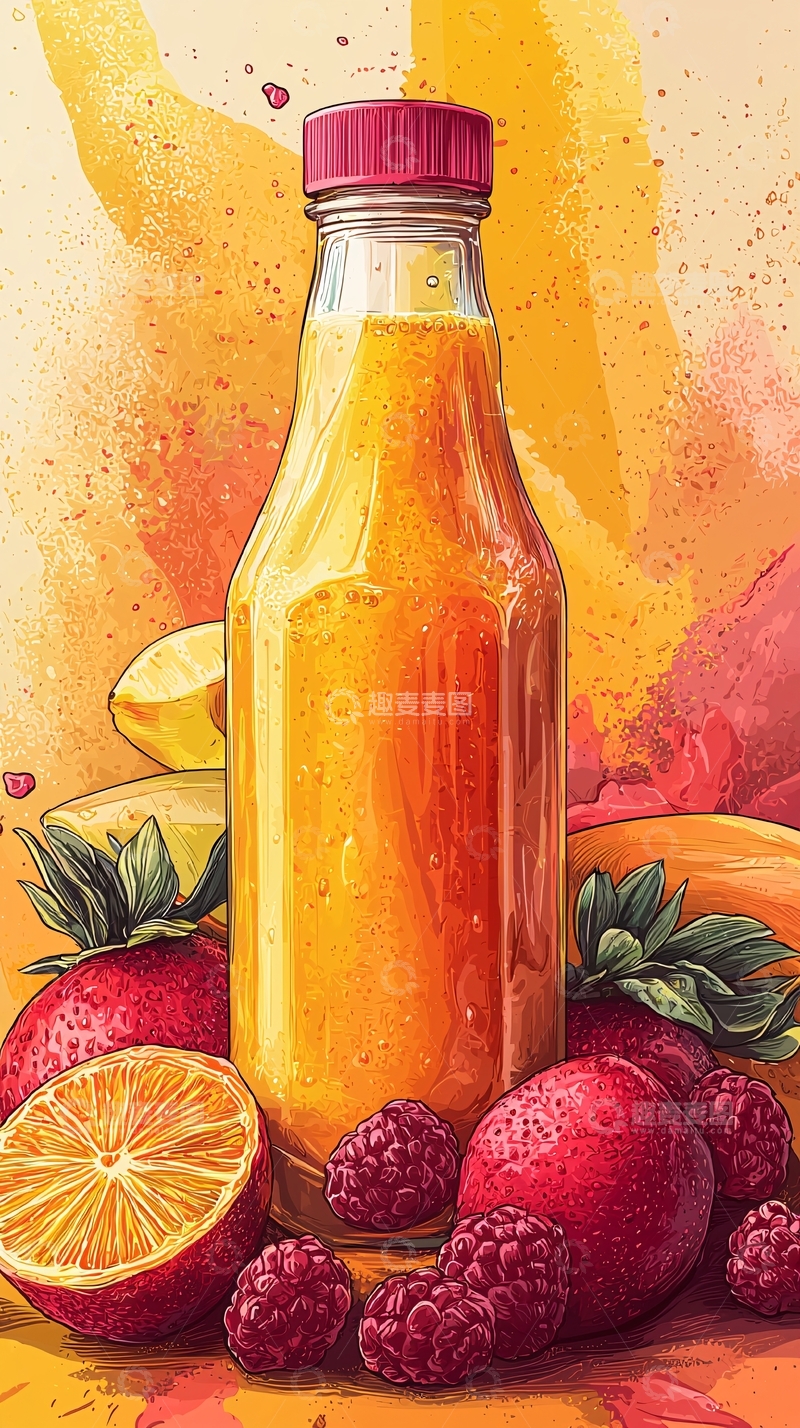 高清大图下载【趣麦麦图】果汁饮料瓶