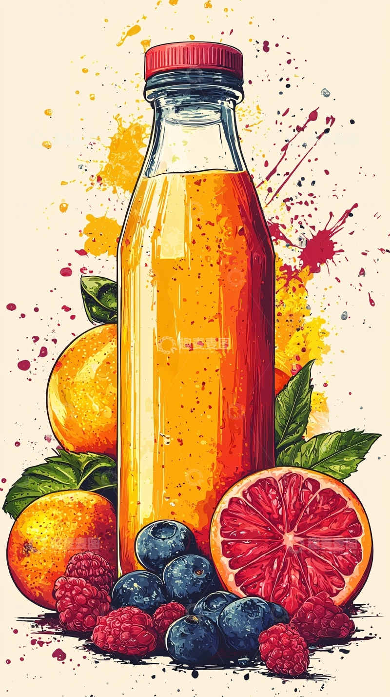 高清大图下载【趣麦麦图】果汁瓶